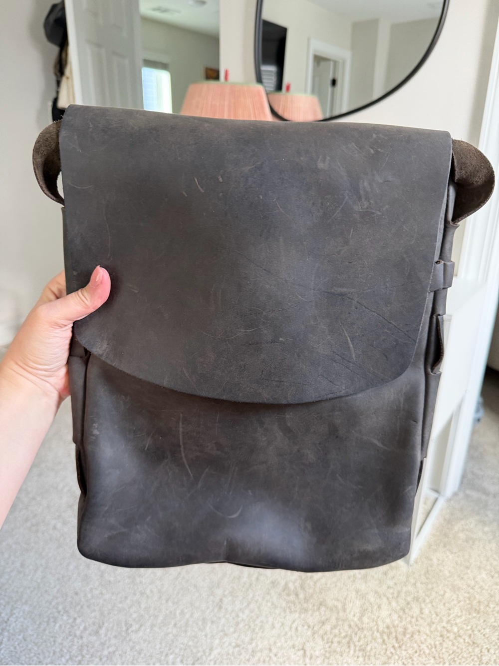 Minimal Leather Crossbody Bag - Dark Brown